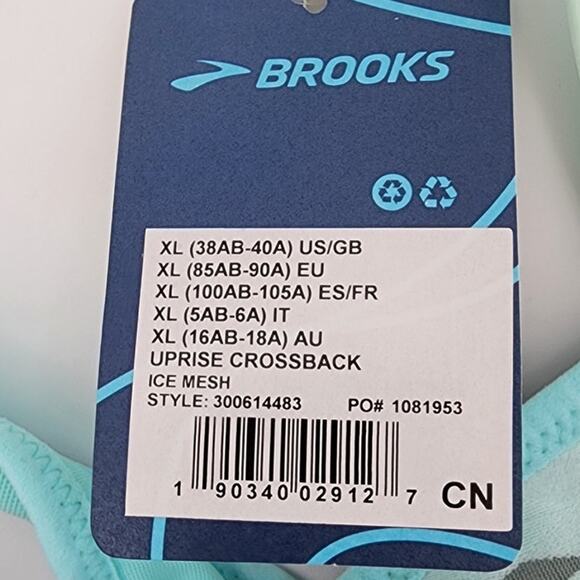 New NWT Brooks Uprise Crossback Ice Mesh XL A/B Cup Medium Impact Blue‎ - Picture 8 of 9